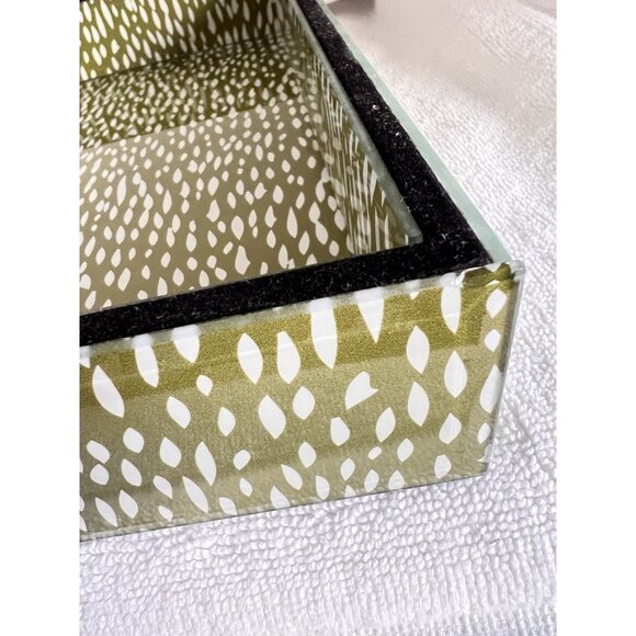 High Gloss Serving Tray Green White Spotted Lucite Acrylic 16"L x 12"W x 2"H - Picture 9 of 14